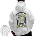 Never Underestimate A Woman Veteran Veterans Day Graphic Veteran Zip Up Hoodie Back Print