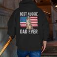 Australian Shepherd Dad American Flag Dog Lover Aussie Dad Zip Up Hoodie Back Print