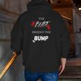 The Beast Behind The Bump Pregnancy Announcement Dad Zip Up Hoodie Back Print