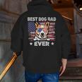 Best Corgi Dad Ever American Flag Fathers Day Zip Up Hoodie Back Print