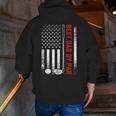 Best Dad By Par Golf Daddy Fathers Day Us Flag Zip Up Hoodie Back Print