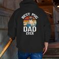 Best Dog Dad Ever Pug Retro Vintage Zip Up Hoodie Back Print