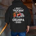 Best Truckin's Grumpa Ever Trucker Grandpa Truck Zip Up Hoodie Back Print