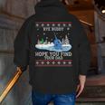 Byebuddyhopeyou Find Your Dad Whale Ugly Xmas Sweater Zip Up Hoodie Back Print