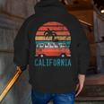 California Retro Surf Bus Vintage Van Surfer & Sufing Zip Up Hoodie Back Print