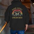 Father's Day Dad Level Unlocked 2021 Vintage Gamer Zip Up Hoodie Back Print