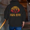 Fathers Day Papa Grandpa Distressed Papa Bear Sunset Zip Up Hoodie Back Print