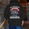 My Favorite Goalie Calls Me Grandpa Soccer Hockey Zip Up Hoodie Back Print