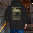 Papi Nutrition Facts Father's Day Papi Zip Up Hoodie Back Print