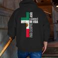 Jesus Christian Spanish Dad Fathers Day Mexican Flag Zip Up Hoodie Back Print