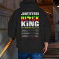Junenth Black King Nutritional Facts Dad Boys Fathers Day Zip Up Hoodie Back Print