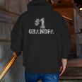 Mens 1 Grandpa Number One Father's Day Tee Zip Up Hoodie Back Print