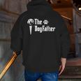 Mens The Dogfather Golden Retriever Dog Dad Tshirt Father's Day Zip Up Hoodie Back Print