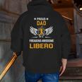 Mens Proud Dad Of A Freaking Awesome Libero Volleyball Zip Up Hoodie Back Print
