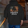 Mens Vintage Poppy Bear Poppy Father's Day Dad Zip Up Hoodie Back Print