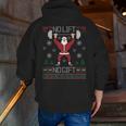 No Lift No Ugly Christmas Sweater Gym Coach Santa Claus Zip Up Hoodie Back Print
