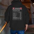 Peruvian Dad Nutrition Facts Father's Day Zip Up Hoodie Back Print