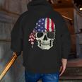 Pirate 4Th Of July Men Distressed Usa Skull American Flag Zip Up Hoodie Back Print