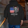 Proud Cattle Dog Heeler Dad American Flag Patriotic Dog Zip Up Hoodie Back Print