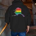 Rainbow Alaskan Gay Pride Flag Vintage Zip Up Hoodie Back Print