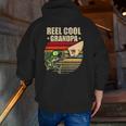 Reel Cool Grandpa Retro Fishing Father's Day Fist Bump Zip Up Hoodie Back Print Reel Cool Grandpa Retro Fishing Father's Day Fist Bump Zip Up Hoodie Back Print