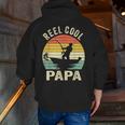 Reel Cool Papa Fishing Dad Father's Day Fisherman Fish Zip Up Hoodie Back Print