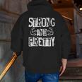 Strong And Pretty Gym Workout Fitness Quote Motivational Zip Up Hoodie Back Print