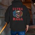Ultra Maga Anti Joe Biden American Flag Skull Bald Eagle Zip Up Hoodie Back Print