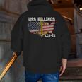 Uss Billings Lcs-15 Littoral Combat Ship Veterans Day Father Zip Up Hoodie Back Print