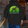 Vintage Best Airedale Terrier Dog Dad Ever Silhouette Sunset Zip Up Hoodie Back Print