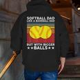 Vintage Softball Dad Like A Baseball Dad Us Flag Fathers Day Zip Up Hoodie Back Print
