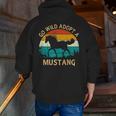 Vintage Sunset Wild Mustang Horse Go Wild Adopt A Mustang Zip Up Hoodie Back Print
