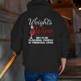 Weights & Wine Because Punching People Is Frowned Upon Zip Up Hoodie Back Print