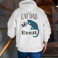 Best Cat Dad Ever Fist Bump Blue Cat Personalized Cat Dad Zip Up Hoodie Back Print