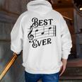 Best Dad Ever Musical Notes For Music Lover Father Zip Up Hoodie Back Print