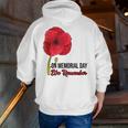 Memorial Day Red Poppy Patriotic Military Veteran Zip Up Hoodie Back Print