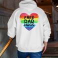 Mens Free Dad Hugs Rainbow Heart Flag Gay Lgbt Pride Month Zip Up Hoodie Back Print