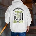 Never Underestimate A Woman Veteran Veterans Day Graphic Veteran Zip Up Hoodie Back Print