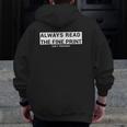 Always Read The Fine Print She's Pregnant Pregnancy Fathers Zip Up Hoodie Back Print