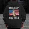 Australian Shepherd Dad American Flag Dog Lover Aussie Dad Zip Up Hoodie Back Print