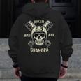 Bad Ass Biker Grandpa Motorcycle Father's Day Zip Up Hoodie Back Print