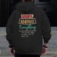 Bampa Knows Everything Grandpa Fathers Day Zip Up Hoodie Back Print