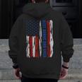 Best Bonus Dad Ever Us Flag Step Father Father's Day Zip Up Hoodie Back Print