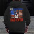 Best Boston Terrier Dad Ever American Flag Fathers Day Zip Up Hoodie Back Print