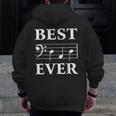 Best Dad Ever Bass Clef Musician Father's Day Tshirt Zip Up Hoodie Back Print