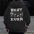 Best Dad Ever Bass Clef Musician Father's Day Zip Up Hoodie Back Print