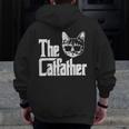 The Catfather Cat Dad Fathers Day Movie Pun Papa Men Zip Up Hoodie Back Print