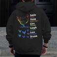 Chicken Smile Often Think Positively Give Thanks Laugh Loudly Love Others Dream Big Zip Up Hoodie Back Print