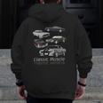 Classic American Muscle Cars Novelty Zip Up Hoodie Back Print