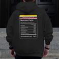 Colombian Dad Nutrition Facts Father's Zip Up Hoodie Back Print